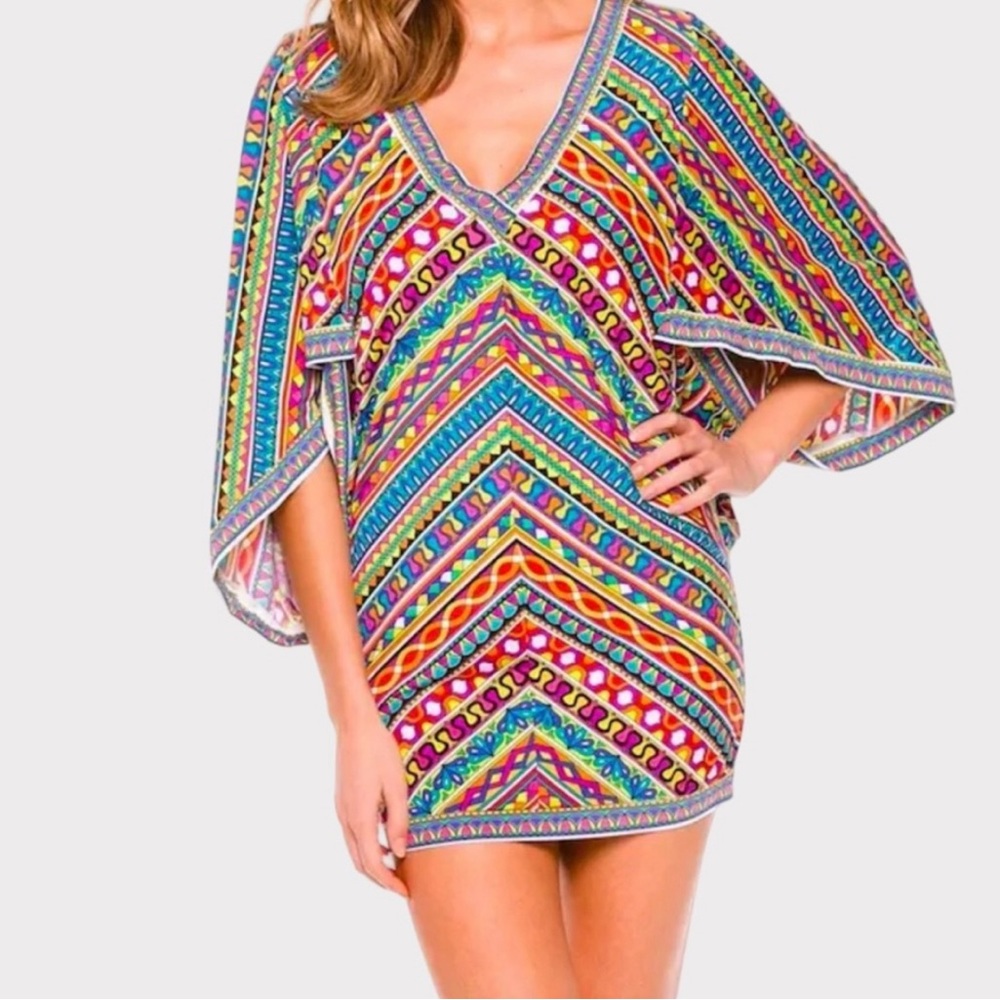 Trina Turk Deep V-neck Swim Cover-up Dress. Size Medium.
